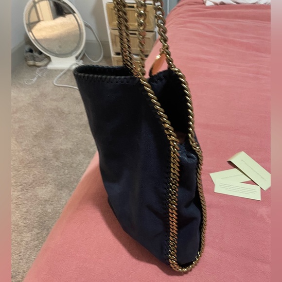 Stella McCartney Falabella Small Shaggy Deer Tote Bag — navy blue, gold chain - Picture 3 of 5